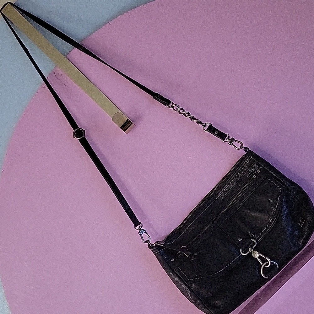 The Sak Black Leather Removable Strap Crossbody Bag